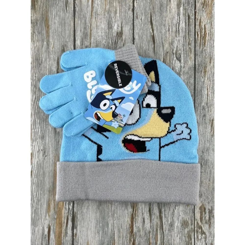 Bluey Beanie Hat & Glove Set Reversible